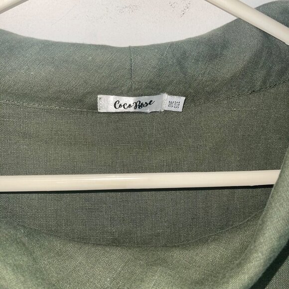 Coco Rose Womens Dress One Size Green Lagenlook Pockets Midi Crew Neck - Picture 3 of 8